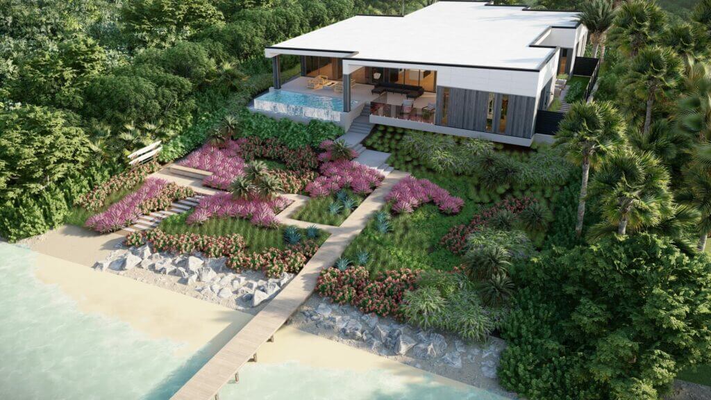 A rendering of a landscape design by Landbox Landscape Architecture Studio