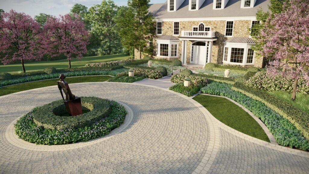 A rendering of a landscape design by Landbox Landscape Architecture Studio