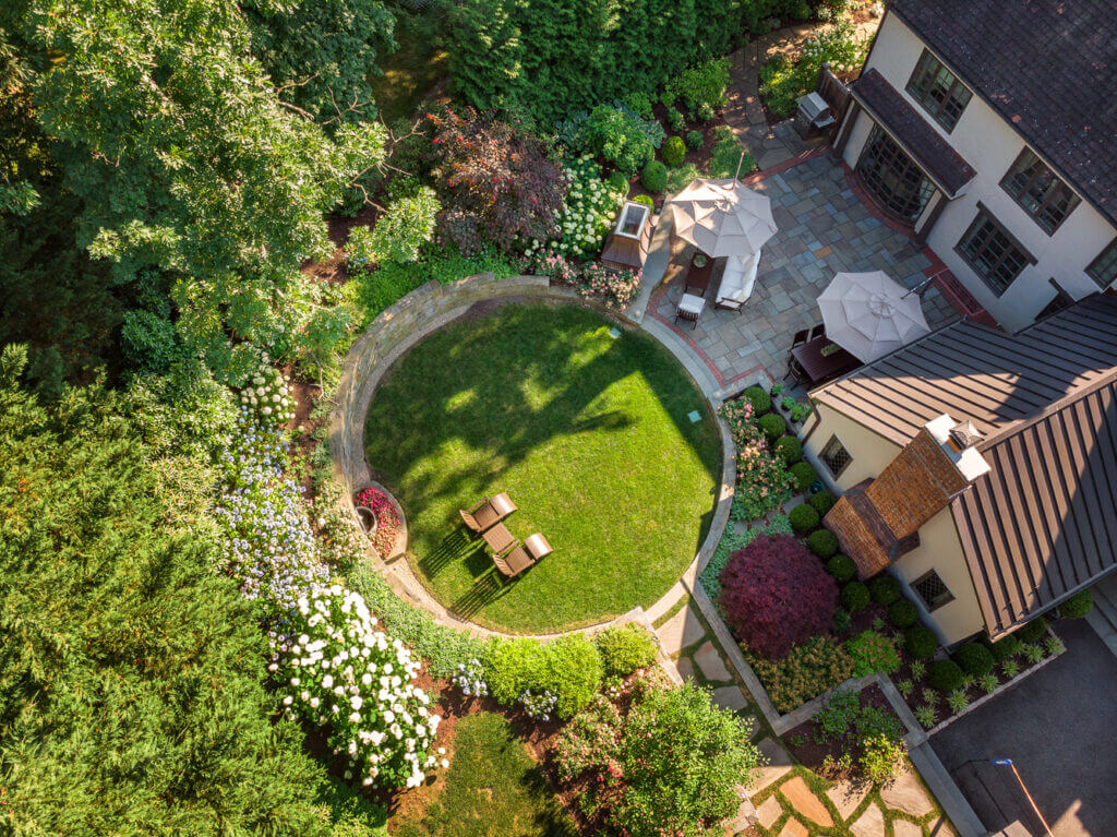 Overhead of a backyard design by Landbox Landscape Architecture Studio